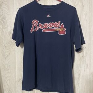 Majestic Simmons #19 Atlanta Braves Jersey T Shirt MLB Blue Size Medium Youth